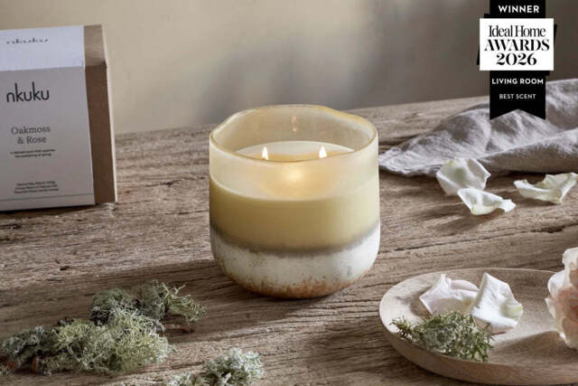 nkuku Oakmoss & Rose 3 Wick Scented Candle - Candles & Home Fragrance - Yellow