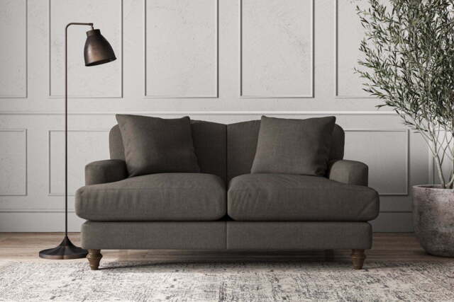 nkuku Deni Small Sofa - Make To Order - Brera Linen Granite - Brera Linen Pebble
