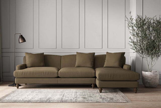 nkuku Deni Right Hand Chaise Sofa - Make To Order - Grand - Brera Linen Chestnut