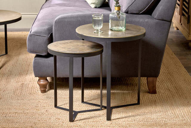 nkuku Maba Nesting Side Tables Set Of 2 - Tables - Antique Brass