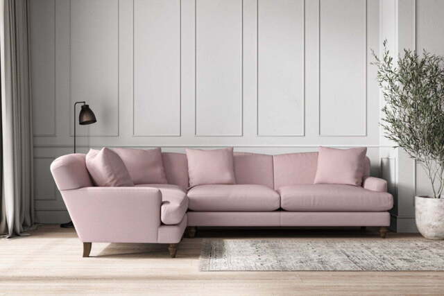 nkuku Deni Left Hand Corner Sofa - Make To Order - Grand - Recycled Cotton Lavender