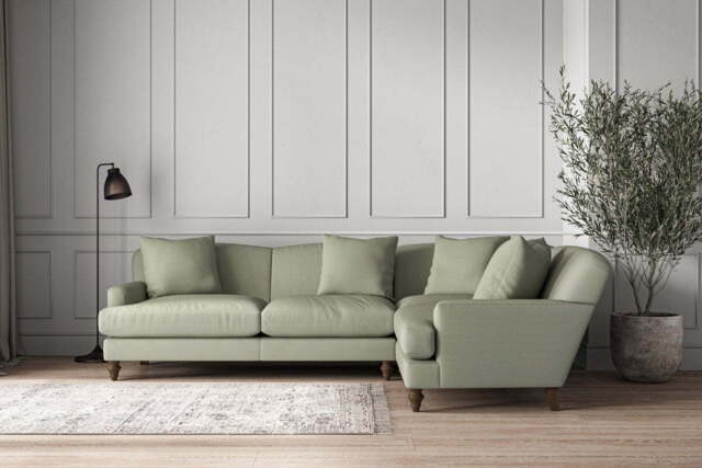 nkuku Deni Right Hand Corner Sofa - Make To Order - Large - Recycled Cotton Seaspray