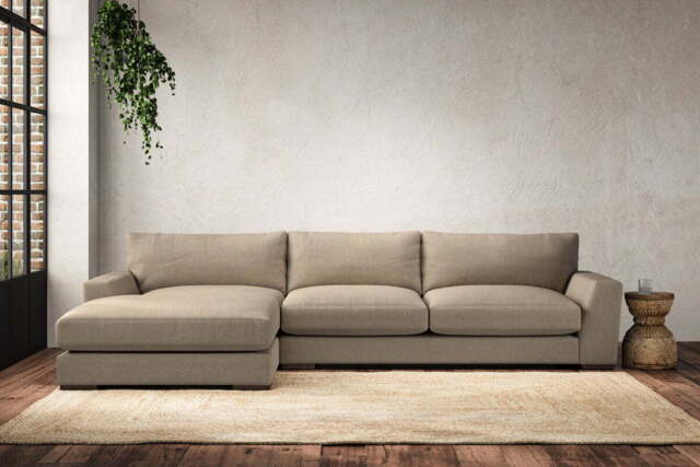 nkuku Guddu Left Hand Chaise Sofa - Make To Order - Large - Brera Linen Pebble