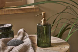 nkuku Ilcoso Recycled Hammered Glass Soap Dispenser - Bathroom - One Size - Green