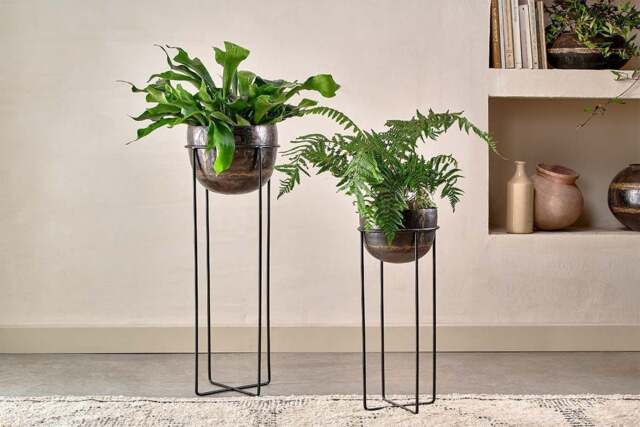 nkuku Endo Reclaimed Iron Planter Stand - Vases & Planters - Large - Black