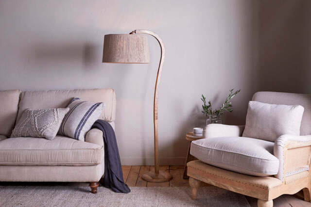 nkuku Namira Mango Wood Floor Lamp - Lamps - One Size - Natural