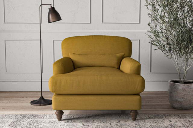 nkuku Deni Armchair - Make To Order - Recycled Cotton Ochre - No Colour