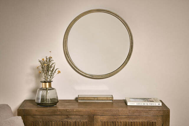 nkuku Almora Round Mirror - Mirrors - Small - Antique Brass