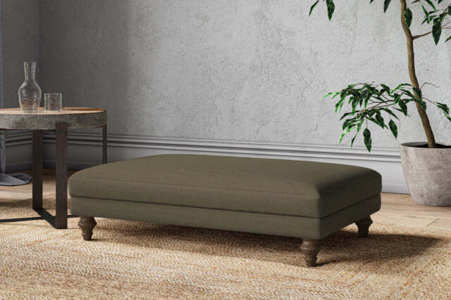nkuku Marri Dining Footstool - Make To Order - Large - Recycled Cotton Fatigue