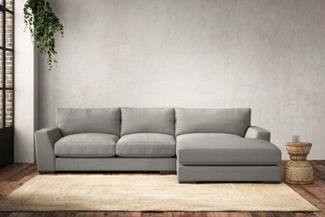 nkuku Guddu Right Hand Chaise Sofa - Make To Order - Medium - Brera Linen Smoke