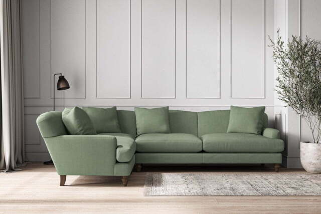 nkuku Deni Left Hand Corner Sofa - Make To Order - Grand - Brera Linen Jade