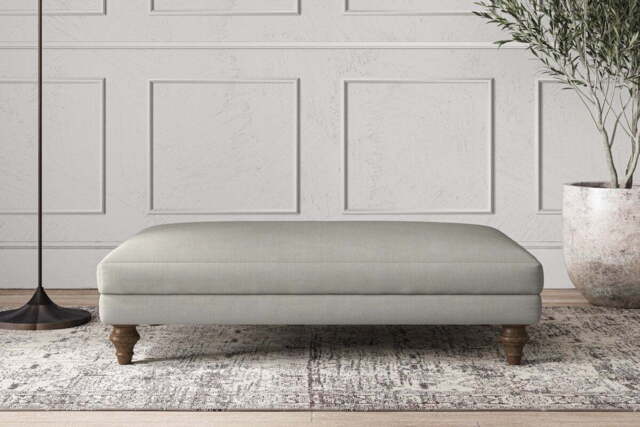 nkuku Deni Dining Footstool - Make To Order - Large - Brera Linen Smoke