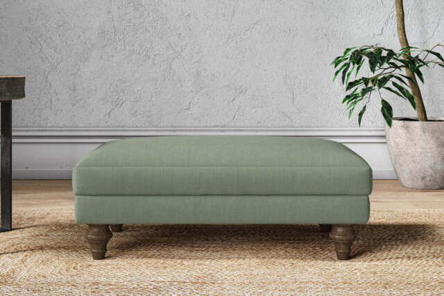 nkuku Marri Dining Footstool - Make To Order - Medium - Brera Linen Jade