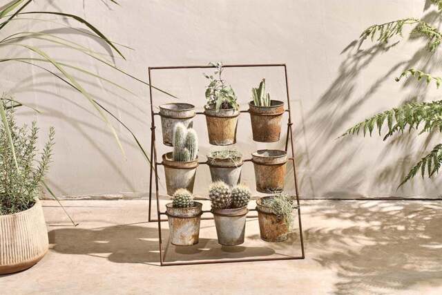 nkuku Abari Planter Stand - Vases & Planters - One Size - Aged Zinc