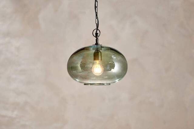 nkuku Otoro Recycled Glass Pendant Round - Lights - Small Round - Green Smoke