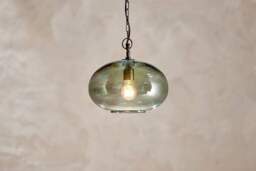 nkuku Otoro Recycled Glass Pendant Round - Lights - Small Round - Green Smoke