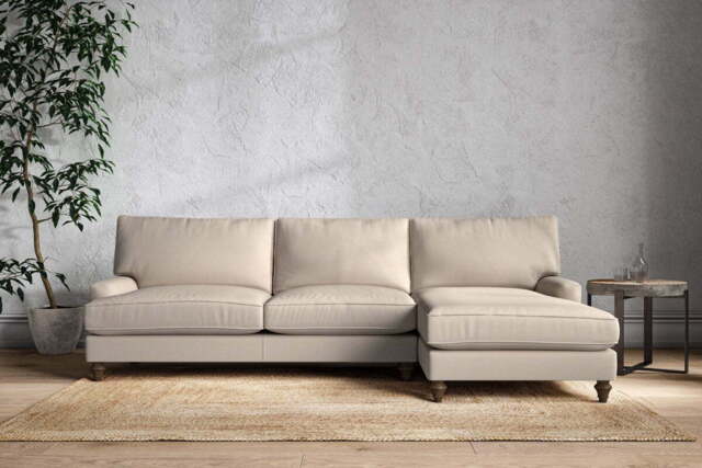 nkuku Marri Right Hand Chaise Sofa - Make To Order - Grand - Recycled Cotton Natural