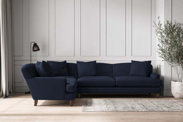 nkuku Deni Left Hand Corner Sofa - Make To Order - Grand - Brera Linen Indigo