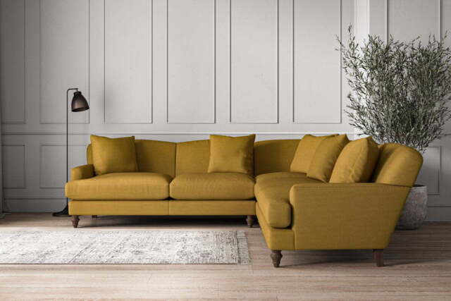 nkuku Deni Large Corner Sofa - Make To Order - Recycled Cotton Ochre - No Colour