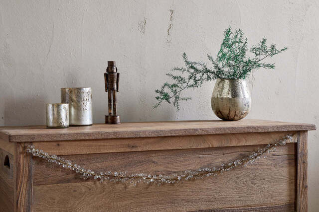 nkuku Danvi Glass Drop Garland - Christmas Decorations - One Size - Brass & Clear