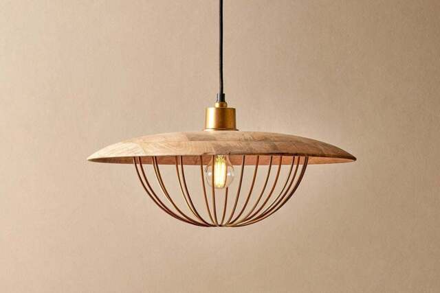 nkuku Chakai Wood & Metal Pendant - Lights - Large - Natural