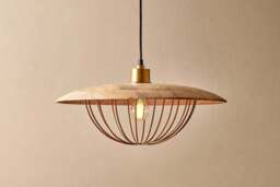 nkuku Chakai Wood & Metal Pendant - Lights - Large - Natural