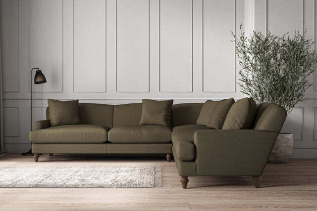 nkuku Deni Corner Sofa - Make To Order - Grand - Recycled Cotton Fatigue