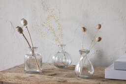 nkuku Mayumi Recycled Glass Bud Vases Set Of 3 - Vases & Planters - Clear