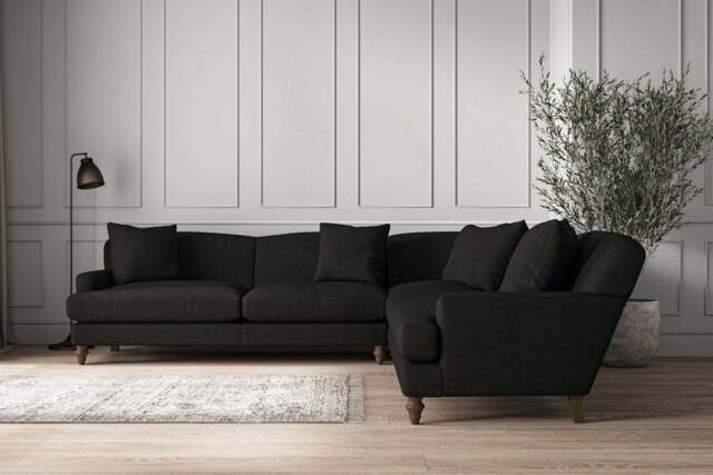 nkuku Deni Corner Sofa - Make To Order - Grand - Brera Linen Charcoal