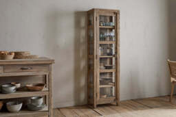 nkuku Ibo Reclaimed Wood & Glass Cabinet - Storage Furniture - Tall - Natural