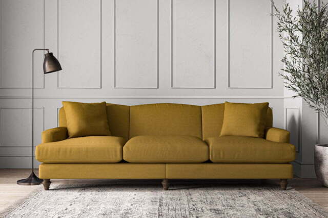 nkuku Deni Sofa - Make To Order - Super Grand - Recycled Cotton Ochre