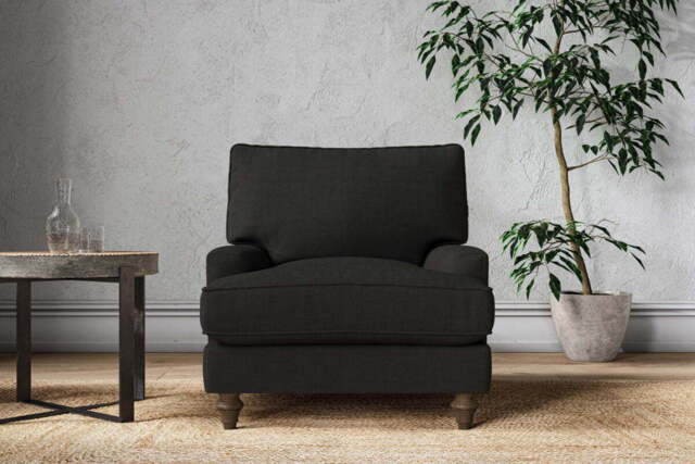 nkuku Marri Armchair - Make To Order - Brera Linen Charcoal - No Colour