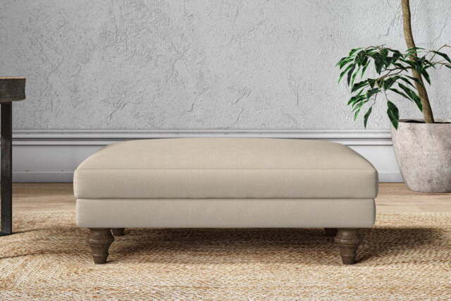 nkuku Marri Dining Footstool - Make To Order - Medium - Recycled Cotton Stone