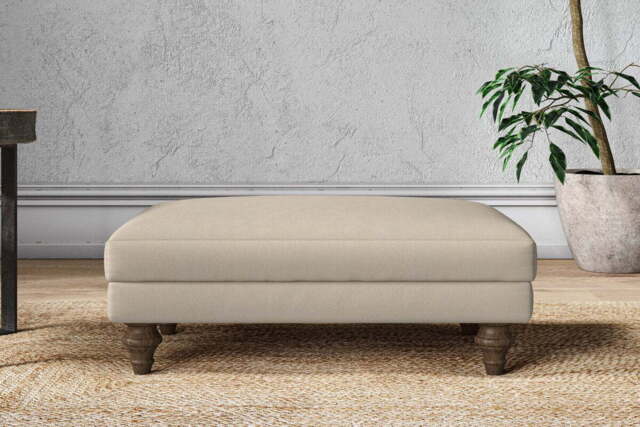 nkuku Marri Dining Footstool - Make To Order - Medium - Recycled Cotton Stone