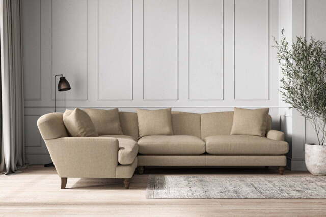 nkuku Deni Left Hand Corner Sofa - Make To Order - Grand - Brera Linen Pebble