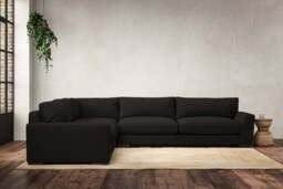 nkuku Guddu Left Hand Corner Sofa - Make To Order - Grand - Brera Linen Charcoal