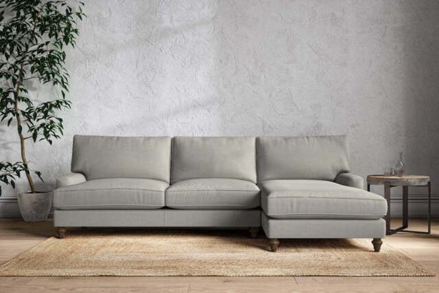nkuku Marri Right Hand Chaise Sofa - Make To Order - Grand - Brera Linen Smoke