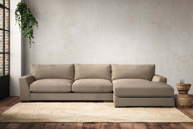 nkuku Guddu Right Hand Chaise Sofa - Make To Order - Large - Brera Linen Pebble