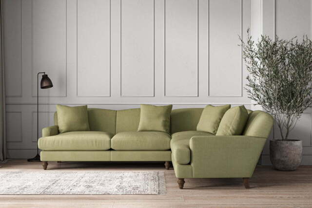 nkuku Deni Right Hand Corner Sofa - Make To Order - Super Grand - Brera Linen Sage