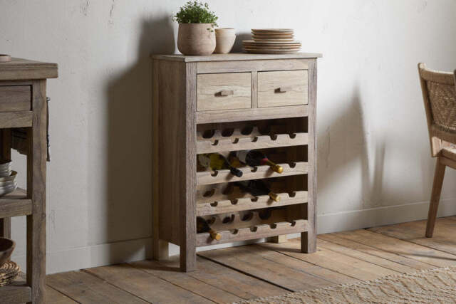 nkuku Shanthi Reclaimed Wood Wine Rack - Storage Furniture - One Size - Natural