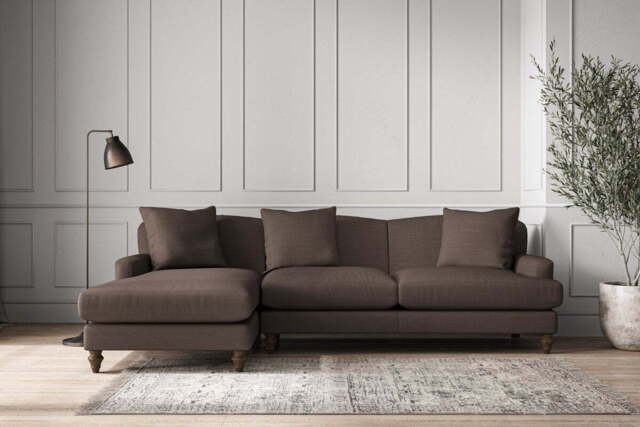 nkuku Deni Left Hand Chaise Sofa - Make To Order - Large - Recycled Cotton Mocha