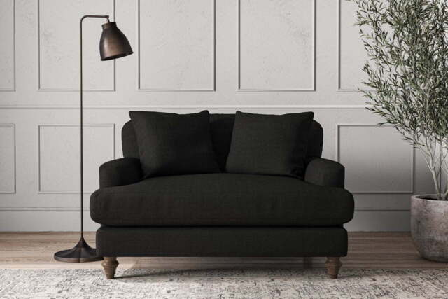 nkuku Deni Love Seat - Make To Order - Brera Linen Charcoal - No Colour