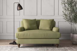 nkuku Deni Love Seat - Make To Order - Brera Linen Sage - No Colour