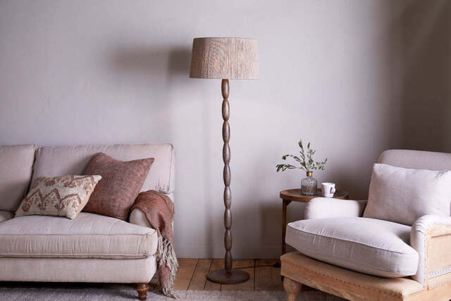 nkuku Konali Mango Wood Floor Lamp - Lamps - One Size - Ash Stain