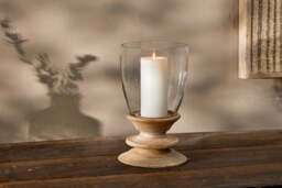 nkuku Eluru Lantern - Candles Holders & Lanterns - Small - Mango Wood & Glass