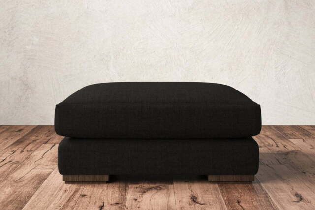 nkuku Guddu Large Dining Footstool - Make To Order - Brera Linen Charcoal - No Colour