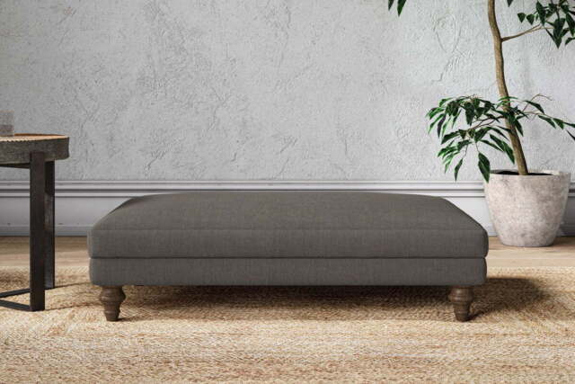 nkuku Marri Large Dining Footstool - Make To Order - Brera Linen Granite - No Colour