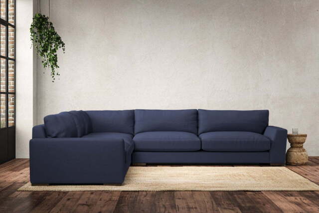 nkuku Guddu Left Hand Corner Sofa - Make To Order - Grand - Recycled Cotton Navy
