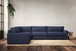 nkuku Guddu Left Hand Corner Sofa - Make To Order - Grand - Recycled Cotton Navy