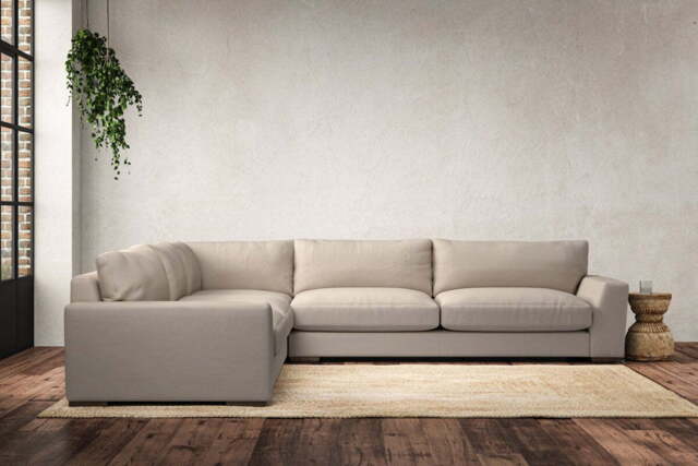 nkuku Guddu Left Hand Corner Sofa - Make To Order - Grand - Recycled Cotton Natural